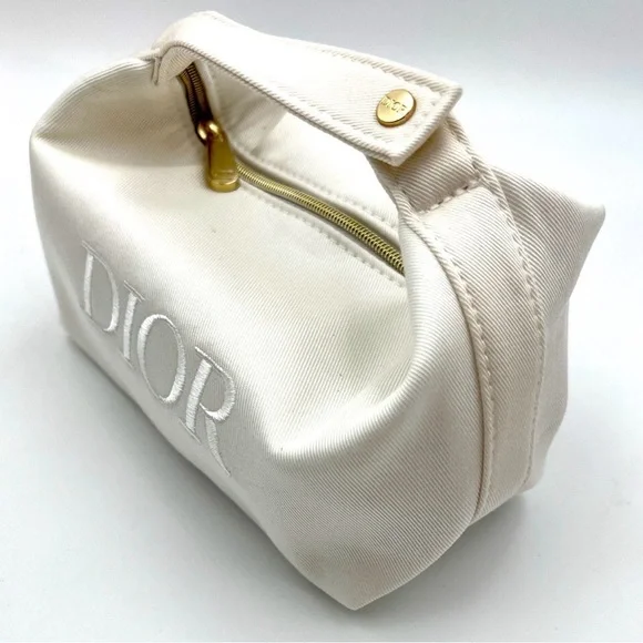 Christian Dior White Cosmetic Bag w/ Top Handle- Box Included NIB - Picture 5 of 8